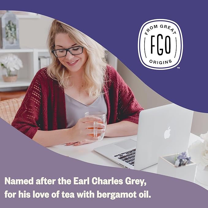 FGO Organic Earl Grey Black Tea 100 Count Eco-Conscious Tea Bags Resealable Bag Packaging May Vary (Pack of 1)