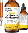 Wild &amp Organic Echinacea Goldenseal Tincture - Immune Support Drops with Echinacea and Goldenseal Root Extract - Vegan Sugar &amp Alcohol-Free Liquid Supplement - 4 fl oz