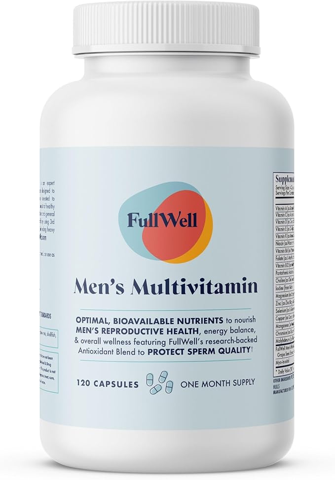 FullWell Men's Multivitamin - Daily Multivitamin for General &amp Reproductive Health - Supports Sperm Health &amp Hormone Balance - Fertility &amp Conception Support - Men's Prenatal - 120 Count (