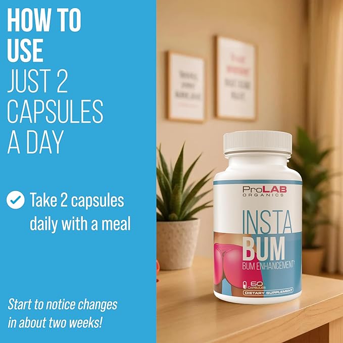InstaBum Bum Enhancement Pills – Lift Shape and Fill Glutes – Fast Growth for Bigger Butt and HIPS – No Gummies. Visible Results in 1-2 Weeks