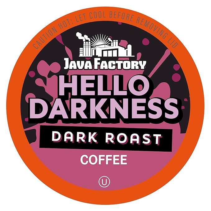 Java Factory Dark Roast Coffee Pods Hello Darkness 40 Count - Compatible with Keurig K Cup Brewers Bold and Intense Coffee Flavor for Coffee Aficionados