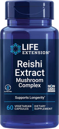 Life Extension Reishi Extract Mushroom Complex - Mushrooms Herbal Supplement for Immune Support – Ganoderma Lucidum Extract - Gluten-Free Non-GMO Vegetarian – 60 Capsules