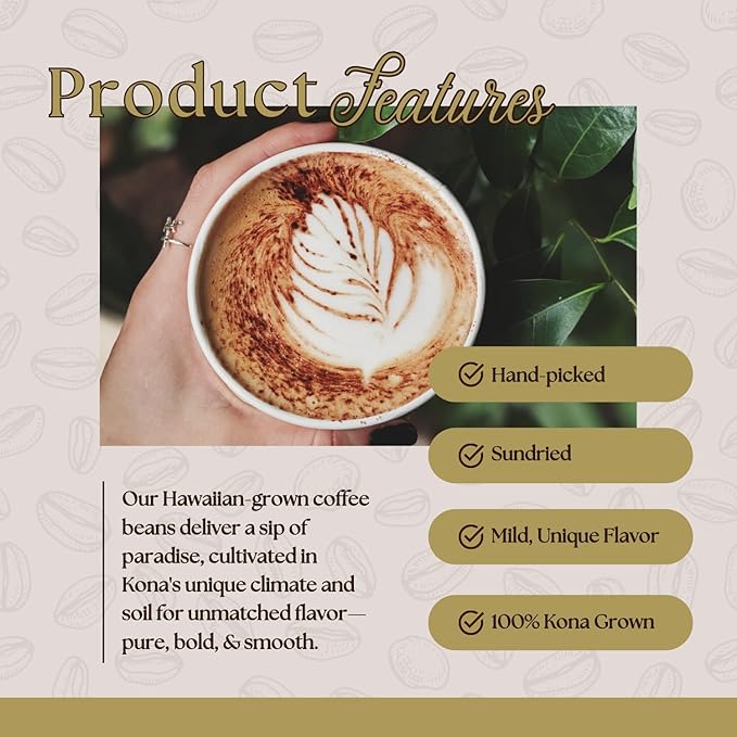 Hualalai Estate Decaf Kona Coffee Grounds - Medium Dark Roasted Hawaiian Grown Beans - Decaffeinated Pesticide-Free Premium Coffee (7 oz)