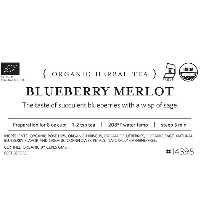 Tea Forte Premium Loose Leaf Tea Blend Resealable 1 Pound Bag Makes 160-175 Cups Blueberry Merlot Tea