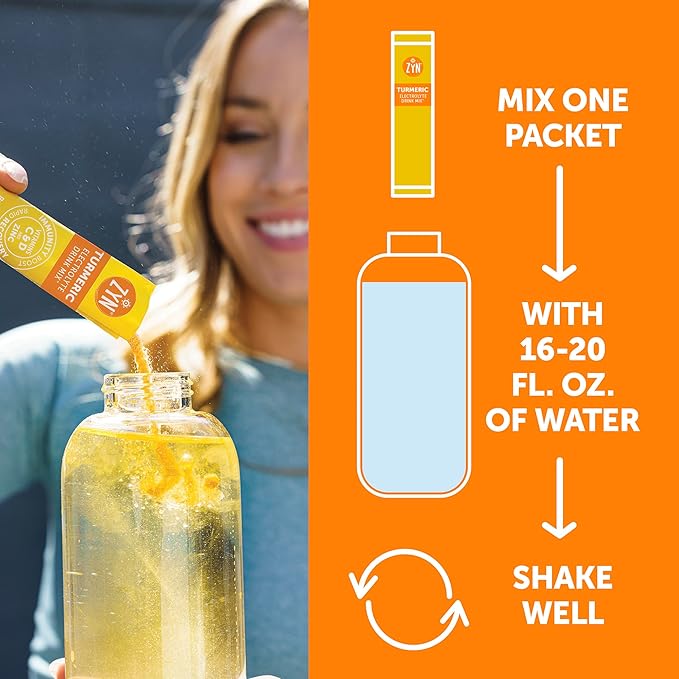 ZYN Electrolytes Powder Hydration Packets with Vitamins Zinc &amp Turmeric Curcumin for Gut Health Immune Support Low Sugar Electrolyte Drink Mix Packets with Piperine Passion Fruit Lemonade 16