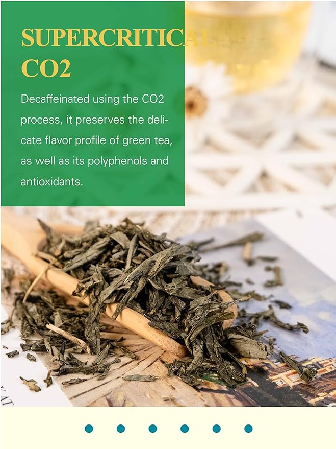 GLDNT Organic Decaf Green Tea Organic Decaffeinated Green Tea Loose leaf Delicate &amp Smooth Flavor Hot &amp Iced Tea 16 Ounce