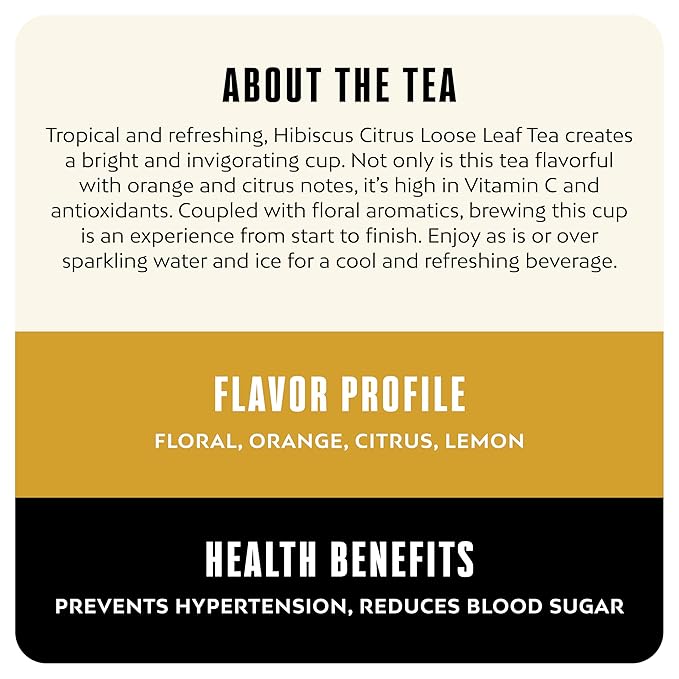 BLK &amp Bold Hibiscus Citrus Loose Leaf Herbal Tea Floral &amp Citrus Blend Naturally Caffeine-Free 3 oz (2 Pack)