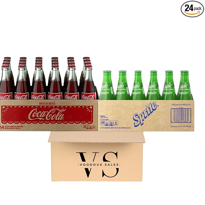Coke Sprite Fancy Soda Glass Bottled 24 Variety Pack - by Voodoux Packaging
