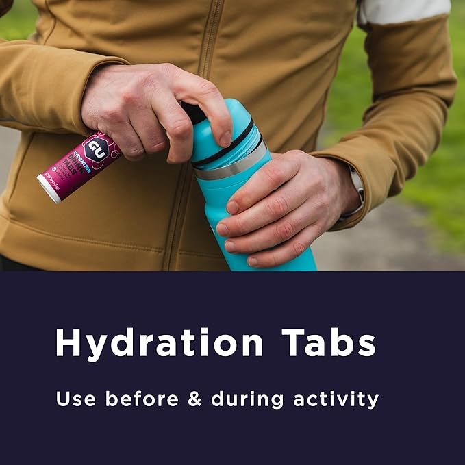 GU Energy Hydration Drink Tabs - Electrolyte Tablets for Fitness &amp Endurance Sports Rehydration Beverage Strawberry Hibiscus 48 Servings