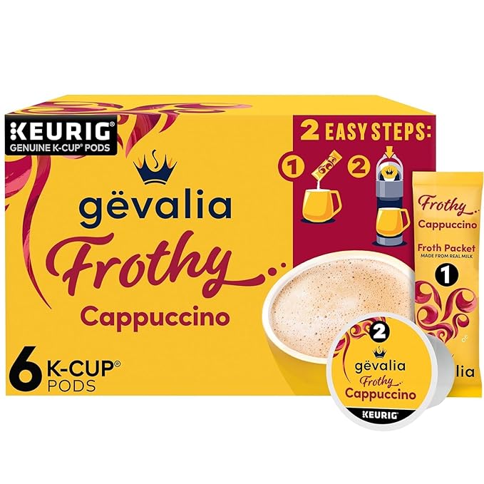 Gevalia Cappuccino K-Cup Pods with Froth Packets + Mocha Latte Espresso K-Cup Pods with Froth Packets (Variety Pack)
