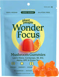 Plant People WonderFocus Mushroom Gummies with Lion’s Mane &amp Cordyceps - Nootropic Brain Supplement Boosts Memory Focus Energy &amp Mood in Adults | No Sugar 100% Vegan Citrus Flavor 60 Coun