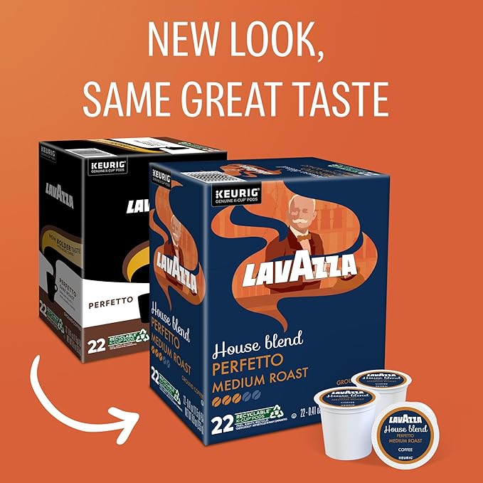 Lavazza House Blend Perfetto Single-Serve Keurig K-Cup Pods Medium Roast Coffee 88-Count Box (4 Packs of 22)