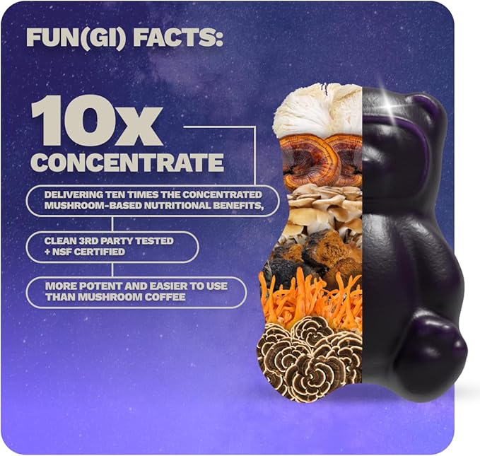 Nutrops Sugar-Free Lions Mane Mushroom Gummies for Adults Functional Nootropics Herbal Brain Supplement for Energy Brain Health Cognitive Memory &amp Focus Reishi Chaga Cordyceps - 28 Day Sup