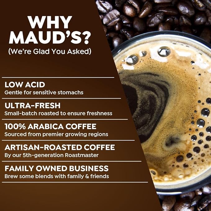 Maud's Organic Dark Roast Coffee Pods 50 ct Fair Trade &amp Single Origin Single Serve Pods – 100% Arabica Coffee Compatible with Keurig K Cups Maker