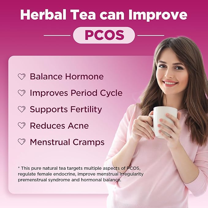 Laicuherb PCOS Fertility Tea for Women Pack of 2 Women’s PCOS Herbal Tea with Spearmint &amp Nettle Leaf Smooth &amp Mild Flavor