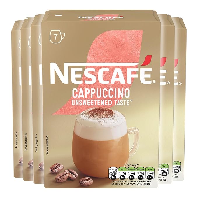 NESCAFÉ Cappuccino Unsweetened Instant Coffee Sachets x7 (Pack of 6 Total 42 Sachets)