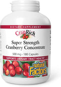 Natural Factors CranRich Super Strength Cranberry Concentrate - Antioxidant Support Supplement with Cranberry Concentrate - Aids Urinary Tract &amp Bladder Health - 180 Capsules (180 Servings)