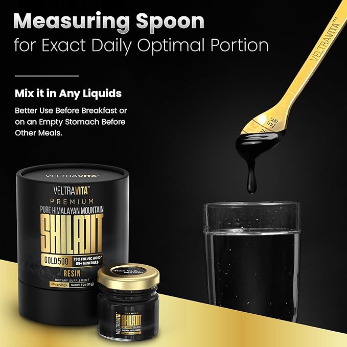 100% Pure Himalayan Shilajit Resin Gold 500 Organic | High Potency 75%+ Fulvic Acid Humic Acid &amp 85+ Trace Minerals | Natural Energy &amp Immune Support for Men &amp Women | Lab Tested