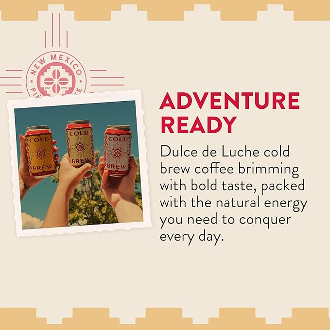 New Mexico Piñon Nitro Cold Brew Coffee Drinks - Bold Caramel &amp Vanilla Flavor High Energy Nitrogen Infused Dulce de Leche Black Coffee Cans 12oz - Natural Flavor Zero Sugar &amp Dairy Free - 12
