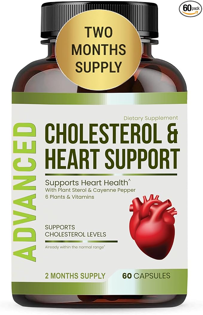 Heart Health Cholesterol Supplements - Cholesterol Health &amp Heart Support with Plant Sterols Niacin &amp Garlic Powder.Vitamins Pills for Healthy Cholesterol and Healthy Heart.Two Months Supply.