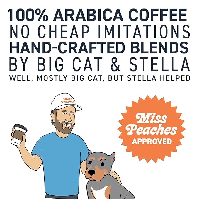 Stella Blue Ground Coffee Variety Pack Big Cat Blend And Miss Peaches Blend Medium Roast Arabica Coffee Smooth Balanced Flavor With Caramel Citrus And Fruity Notes Ethically Sourced 12 oz Bags
