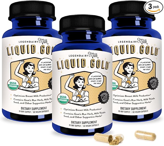 Legendairy Milk Liquid Gold Lactation Support | Lactation Supplement with Organic Goats Rue Milk Thistle Shatavari Fennel Alfalfa &amp Anise | Breastfeeding Supplements 60 Count (Pack of 3)