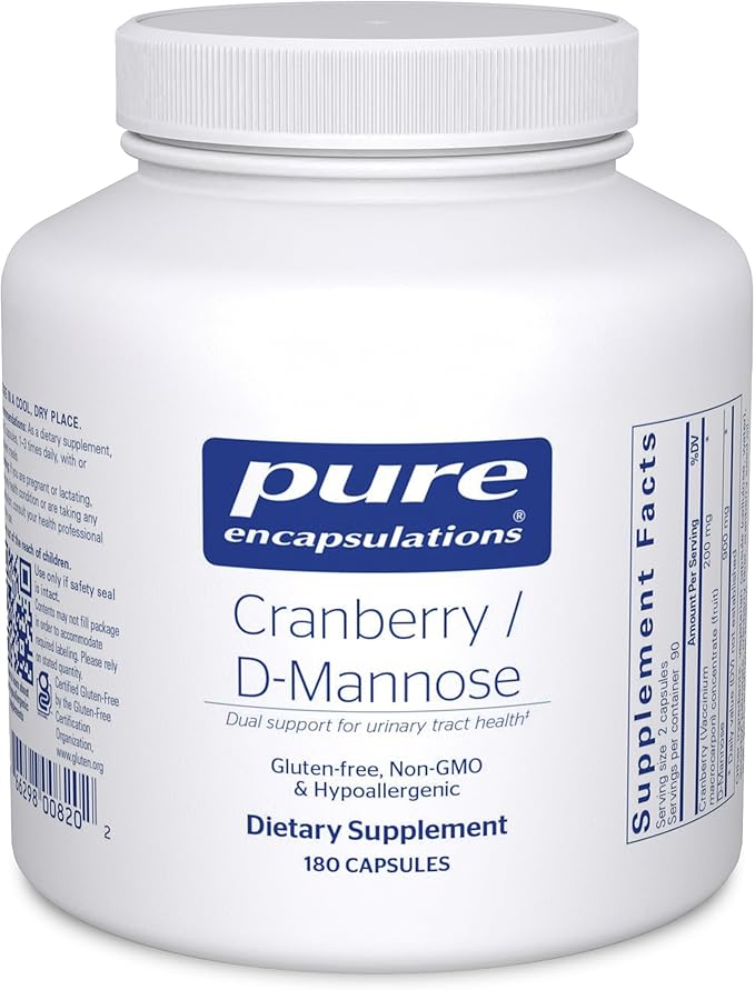 Pure Encapsulations Cranberry D-Mannose - Supports Urinary Tract Health* - with Cranberry Fruit Solids - Vegan &amp Non-GMO Dietary Supplement - 180 Capsules