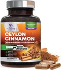 Organic Ceylon Cinnamon 1800mg Per Serving - Extra Strength Certified Organic Ceylon Cinnamon Powder Pills Supplement - Energy &amp Heart Support Antioxidant for Women &amp Men Bottled USA - 240 Ca