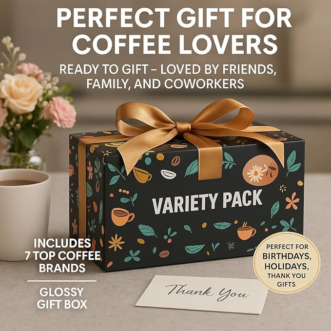 Decaf Coffee Pods Variety Pack - 16 K Cups 8 Flavors - Includes all Top Decaf Brands- Light Roast Medium Roast Dark Roast House Blend Decaf Coffee in Giftable Decaf K Cups Sampler Box for Keurig