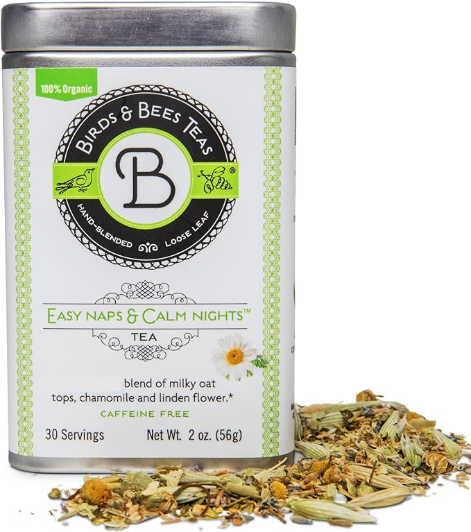 Birds &amp Bees Teas - Bedtime Tea for Easy Naps &amp Calm Nights Pregnancy Tea and Organic Loose Leaf Blend for the Family 30 Servings 2.0 oz