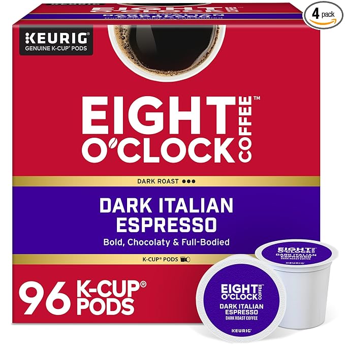 Eight O'Clock Coffee Dark Italian Roast Single-Serve Keurig K-Cup Pods Medium Roast Coffee Pods 96 Count