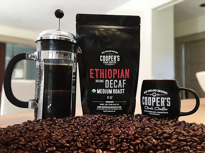 Organic Cold Brew Coffee - Guatemalan Coffee Beans - Ground Medium Roast 2lbs and Organic Ethiopian Decaf Swiss Water Processed SWP Ground Coffee 12oz