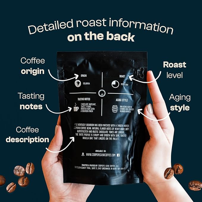 Bourbon Barrel Aged Coffee Ground Set Single Origin Sumatra Whiskey Ethiopian Rye Rwanda Rum Roasted Coffee Beans (Ground 4 Ounce (Pack of 3))