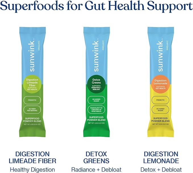 Sunwink - Digestion Lemonade Powder - Gut-Friendly Drink Mix with Plant-Based Botanicals (6g Each Pack of 15)