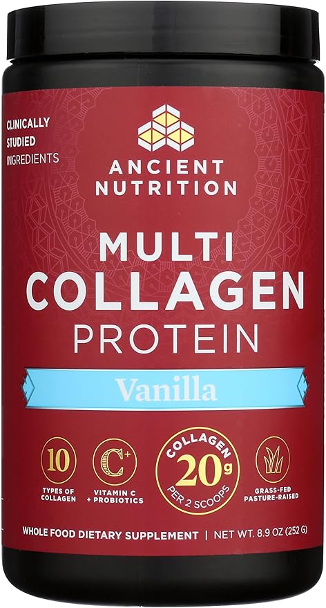 Ancient Nutrition Collagen Peptides Powder Multi Collagen Protein Women &amp Men Vitamin C Probiotics Hydrolyzed Collagen Supports Skin Joints Gut Health Vanilla 24 Servings