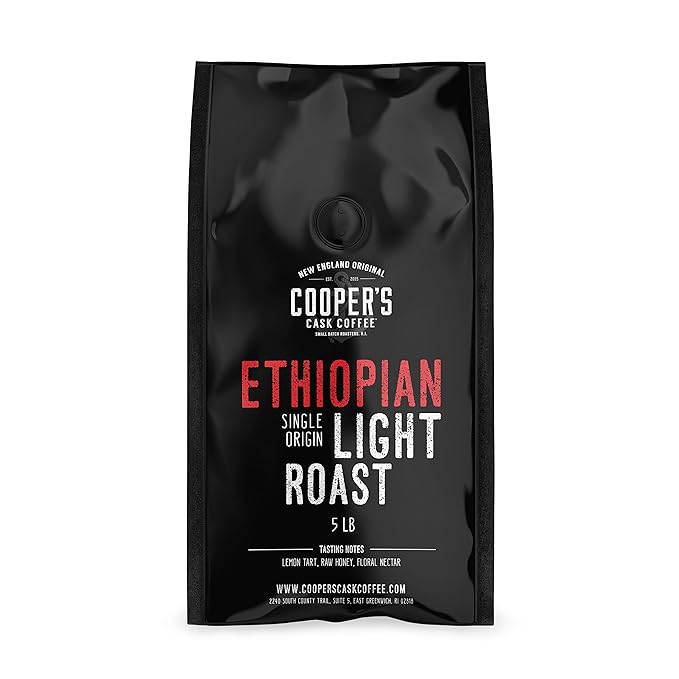 Ethiopian Bold Light Roast Coffee Gourmet Single-Origin Coffee Beans from Ethiopia Whole Bean 5lb Bag