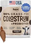 Organic Chocolate 4000mg Grass Fed Bovine Colostrum Powder + Probiotics Colostrum Supplement for Kids &amp Adults with Immunoglobulins (220.98 Grams)