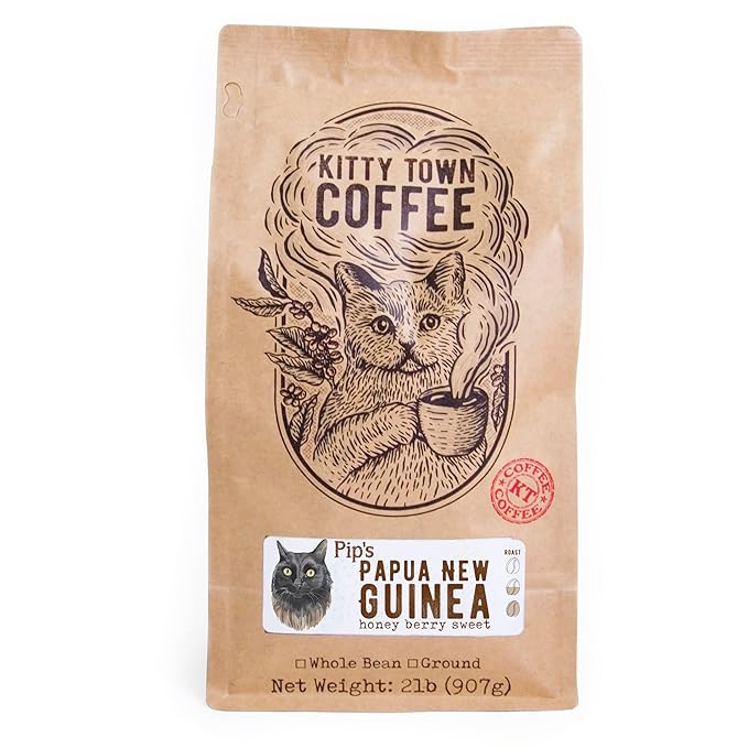 Kitty Town Coffee: Pip's Papua New Guinea Medium Roast Coffee From Papua New Guinea 2lb (32oz) Ground