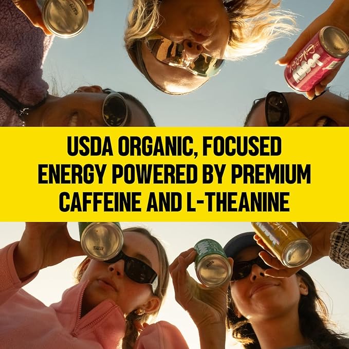 Joggy Energy Drink | Pineapple Crush 12pk (8.4oz) | USDA Organic No Added Sugar Plant-Based Energy with Juice &amp Natural Caffeine + L-Theanine | Pre-Workout Focus Drink | No Jitters Vegan Glute