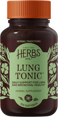 Herbs Etc. Lung Tonic - Lung Supplement for Bronchial Support - Healthy Breathing Support with Mullein Horehound &amp Grindelia - 120 Softgels