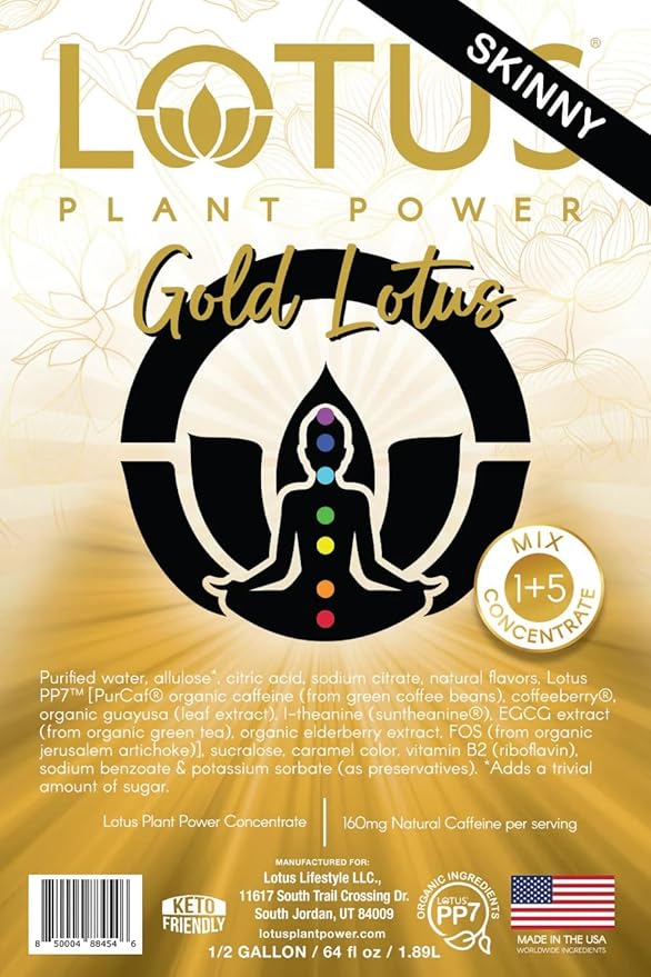 Lotus Plant Power 5:1 Energy Concentrate 64 fl. oz. (Skinny Gold) Pack of 2 (Packaging May Vary)
