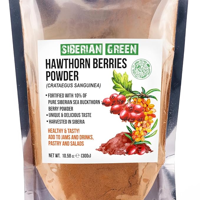 Ground Siberian Hawthorn Flour 300g (10.58 oz) w Sea Buckthorn Herbal Dried Fine Powder Tea Crataegus Sanguinea Hippophae Rhamnoides Siberia Altai Mountains Taiga