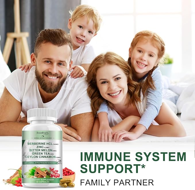 GREENPEOPLE Berberine Supplement with Ceylon Cinnamon - Berberine 1500mg Activates AMPK &amp GLP-1 Berberine HCL Capsules with Bitter Melon/Artichoke Extracts &amp Natural Herbs for Immune Support 9