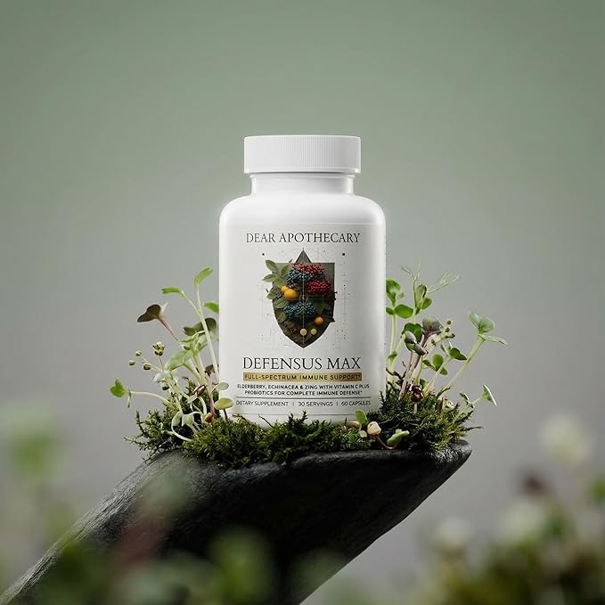 Defensus Max Immune Support Complex — Elderberry 300mg Echinacea 200mg Vitamin C Zinc Turmeric 95% Curcuminoids Probiotics 4.8 Billion CFU — 3-Layer Defense Formula for Adults — 60 Capsules