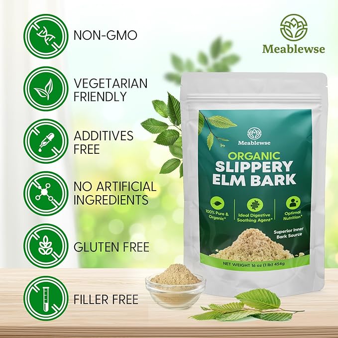 Slippery Elm Natural Herbs Slippery Elm Powder for Soothing Throat* &amp Digestive Diarrhea PH Balance Gut Health - with Superior Inner Bark Source 100% Pure &amp Vegan Non-GMO 1lb (349 Servi
