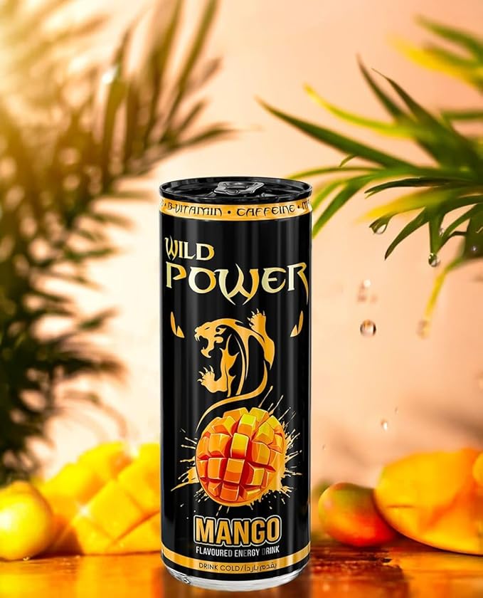 Wild Power Mango Energy Drink with a Hint of Passion Fruit 8.4 fl oz (250 mL) Slim Cans 24 Pack