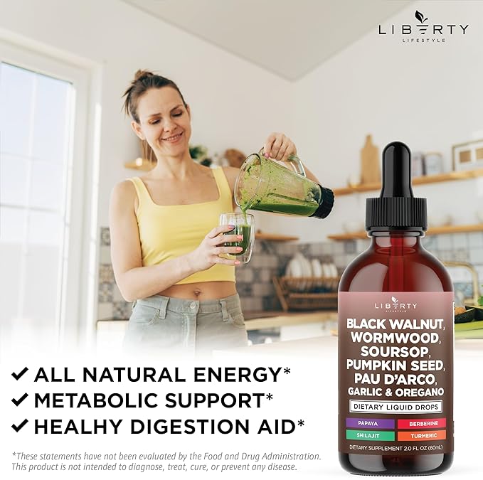 Defend Wormwood Black Walnut Cleanse for Humans Drops Liquid Soursop Garlic Pumpkin Seed PAU D'Arco Oil of Oregano Turmeric Berberine Neem Extract Hull Bark Tincture - 4 OZ