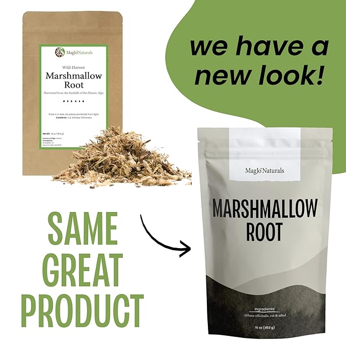 MagJo Naturals Marshmallow Root Cut &amp Sifted Non-irradiated Bulk Bag Althaea officinalis L. (16 Oz)