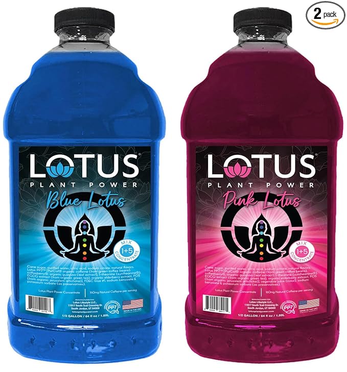 Lotus Energy Drink Concentrate 64 fl oz (Blue &amp Pink) Pack of 2