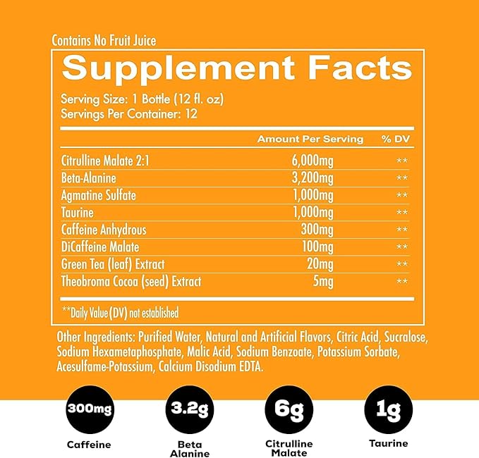 REDCON1 Total War Ready to Drink Pre Workout - Endurance Boosting Keto Friendly RTD Formula - Amino Acid + Citrulline Malate Pre Workout Drink for Men &amp Women (Orange Crush 12 Servings)